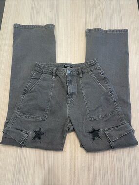 Grey star print jeans